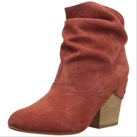 Rust Suede/Leather Slouched Ankle Bootie - Picture 8 of 8